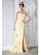 Prom Dress Light Yellow Column Sweetheart Brush Train Chiffon Sequins