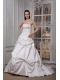 Prom Dress Luxurious A-line Strapless Court Train Taffeta Appliques and Beading