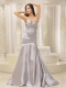 Prom Dress Modest Satin and Ruched Bodice Beaded Decorate Waist