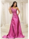 Prom Dress One Shoulder Beaded Decorate Bodice Satin