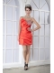 Prom Dress Orange Red Column Sweetheart Mini-length Taffeta Beading