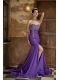Prom Dress Purple Mermaid Sweetheart Brush Train Chiffon Beading