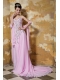 Prom Dress Rose Pink Empire Sweetheart Brush Train Chiffon Beading