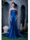 Prom Dress Royal Blue Column Strapless Watteau Train Silk Like Satin Appliques With Beading