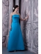 Prom Dress Sky Blue A-line Strapless Floor-length Satin