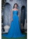 Prom Dress Sky Blue Empire Sweetheart Brush Train Chiffon Beading