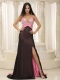 Prom Dress Straps Beaded Decorate Bust Ruch Chiffon and Elastin Woven Satin