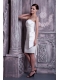 Prom Dress White Column Strapless Knee-length Elastic Woven Satin Ruch