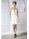 Prom Dress White Column Sweetheart Mini-length Satin Beading