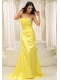 Prom Dress Yellow Strapless With Ruch and Beading Bodice Gorgeous Custom Made