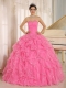 2013 Ruffles and Beaded Quinceanera Dress Custom Made For Rose Pink