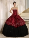 Quinceanera Dress Custom Made Beaded and Embroidery Decorate Black and Wine Red