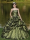 Quinceanera Dress Custom Size Strapless Beaded Decorate With Olive Green