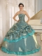 Quinceanera Dress Multi-color Embroidery Decorate Clearance With Strapless