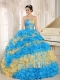 Multi-color Quinceanera Dress Stylish Ruffles With Appliques Sweetheart