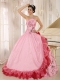 Quinceanera Dress With Applqiues and Hand Made Flowers