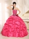 Quinceanera Dress With Pink Beaded and Hand Made Flowers Pick-ups For Custom Made