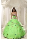 Quninceaera Gown For Custom Made Appliques Decorate Bodice