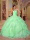 2013 Apple Green Ball Gown With Sweetheart Floor-length Organza Beading For Quinceanera Dress