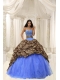 2013 Discount Quinceanera Dress Made With Leopard and Organza Decorate With Beading