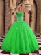 2013 Elegant Green Ball Gown With Organza Beading Quinceanera Dress
