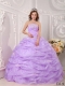 2013 Exclusive Ball Gown Strapless With Floor-length Organza Appliques Lavender Quinceanera Dress