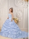2013 Lilac Ball Gown Strapless With Court Train Taffeta Appliques and Beading Quinceanera Dress