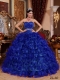 Beautiful Sweetheart Organza Ball Gown Dress with Beading and Ruffels in Royal Blue