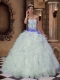 Brand new Quinceanera Dress In White With Ball Gown Strapless Floor-length Organza Embroidery In 2013