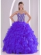 Discount Elegant Ball Gown Sweetheart Ruffles and Beaing Floor-length Quinceanera Dresses in Purple