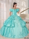 Elegant Ball Gown Off The Shoulder Taffeta Embroidery Quinceanera Dress