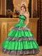 Elegant Popular Green Ball Gown Sweetheart Quinceanera Dress with Taffeta Ruffles