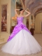 Fuchsia and White A-Line / Princess Sweetheart Quinceanera Dress with Beading Tulle and Taffeta