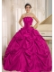 Petty Quinceanera Dress In Red Ball Gown With Pick-ups For Custom Made With Taffeta In 2013