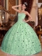 Quinceanera Dress In Apple Green Ball Gown With Sweetheart Floor-length Tulle Sequins In 2013