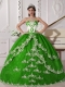 Quinceanera Dress In Colourful Ball Gown Strapless With Floor-length Organza Appliques In 2013