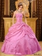 Quinceanera Dress In Hot Pink Ball Gown Strapless With Floor-length Taffeta Beading In 2013