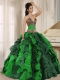 Quinceanera Dress In Multi-color With V-neck Ruffles Made With Leopard and Beading In 2013