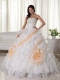 Quinceanera Dress In White Ball Gown With Sweetheart Court Train Organza Appliques In 2013