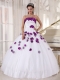 Sleevless Strapless With Floor-length Beading and Hand Made Flowers For Quinceanera Dress In 2013