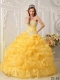 Sweet Yellow Ball Gown Strapless With Floor-length Organza Beading Quinceanera Dress In 2013