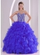 2014 Blue Ball Gown Sweetheart Ruffles Cheap Quinceanera Dresses