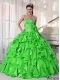 2014 Elegant Sleeveless Organza and Taffeta Beautiful Quinceanera Dress With Bead