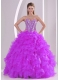 2014 Elegant Sweetheart Ruffles and Beading Discount Quinceanera Dresses in Fuchsia