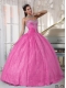 2014 Fashionable Rose Pink Ball Gown Sweetheart Floor-length Cheap Quinceanera Dresses