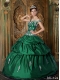 2014 Green Ball Gown Off The Shoulder Floor-length Cheap Quinceanera Dresses
