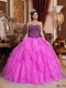 2014 Hot Pink And Black Sweetheart Embroidery with Beading Cheap Quinceanera Dresses
