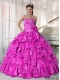 2014 Hot Pink Ball Gown Beading Sweetheart Floor-length Cheap Quinceanera Dresses