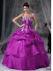 2014 new Sweetheart Floor-length Ball Gown Organza Appliques Discount Quinceanera Dresses