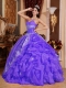 2014 Purple Ball Gown Sleeveless Organza Beading Cheap Quinceanera Dresses